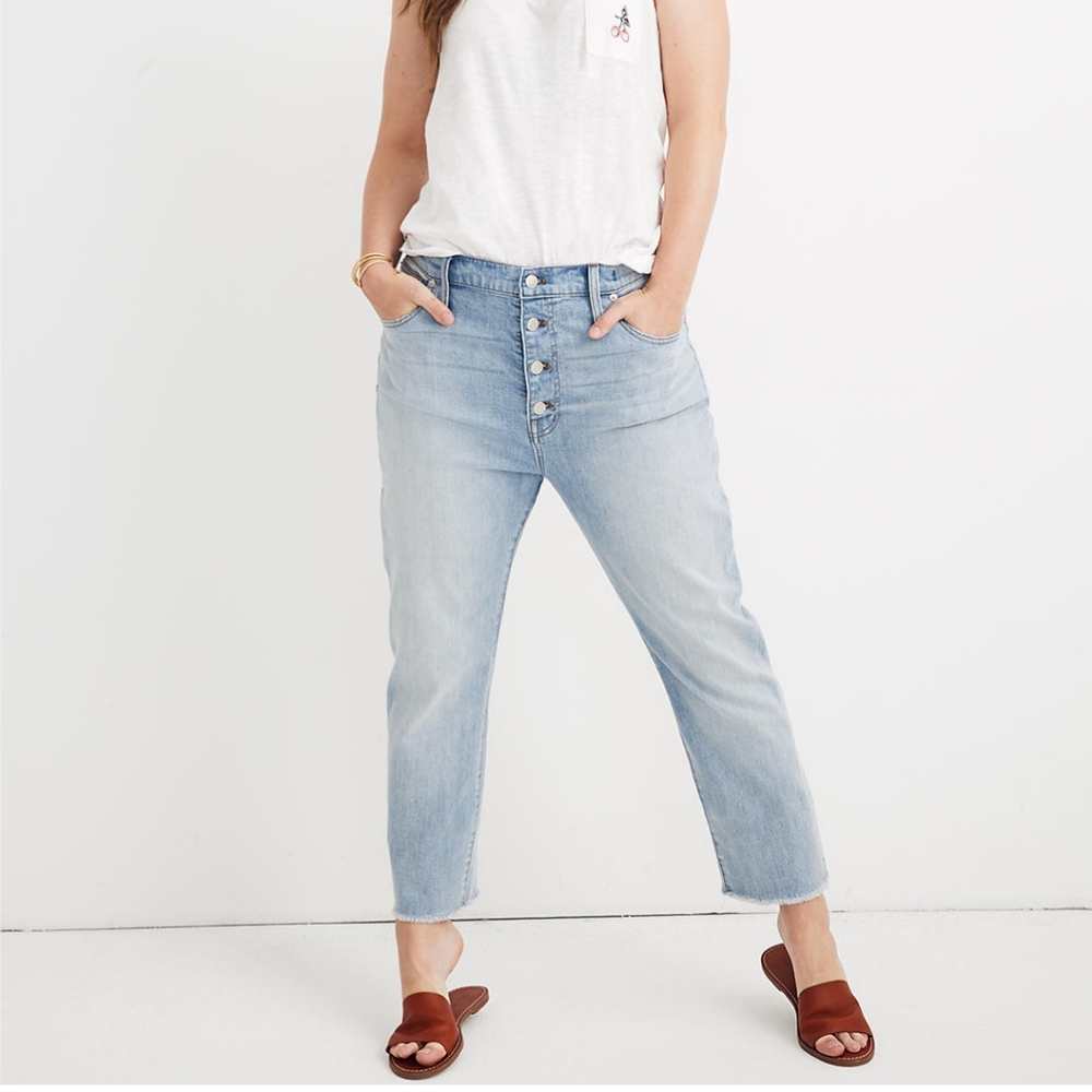 Madewell The High-Rise Slim Crop Boyjean Button-Front Fitzgerald Wash Size 30